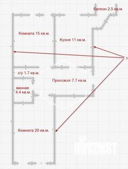 2-к квартира, вторичка, 60м2, 8/9 этаж