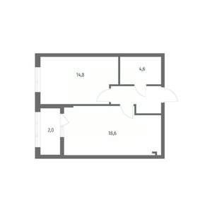 1-к квартира, строящийся дом, 45м2, 4/8 этаж