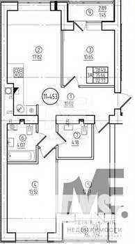 3-к квартира, вторичка, 76м2, 1/9 этаж