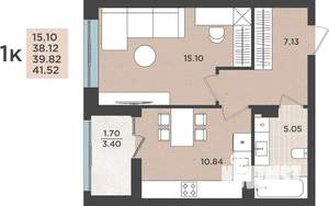 1-к квартира, вторичка, 40м2, 1/8 этаж