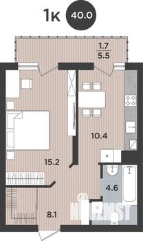 1-к квартира, вторичка, 40м2, 1/9 этаж