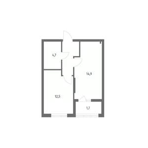 1-к квартира, строящийся дом, 39м2, 2/8 этаж