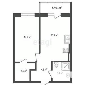 1-к квартира, вторичка, 43м2, 5/7 этаж