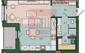 1-к квартира, вторичка, 42м2, 8/13 этаж