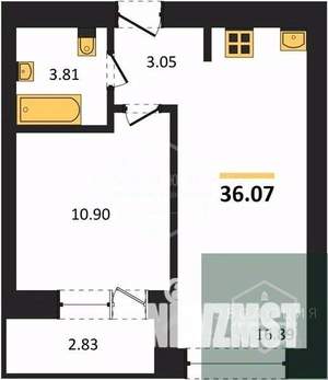 1-к квартира, вторичка, 36м2, 1/9 этаж