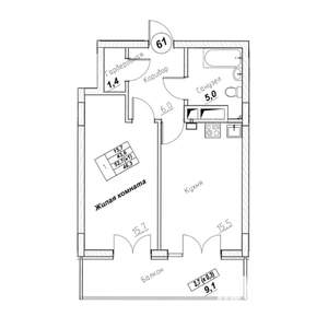 1-к квартира, вторичка, 46м2, 3/7 этаж