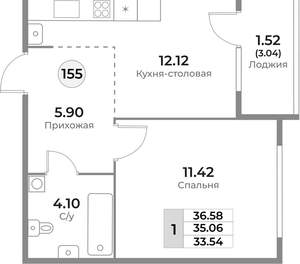 1-к квартира, вторичка, 35м2, 4/10 этаж