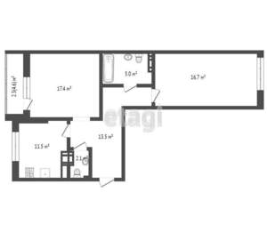 2-к квартира, вторичка, 71м2, 8/9 этаж