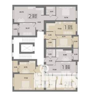 2-к квартира, вторичка, 60м2, 4/9 этаж