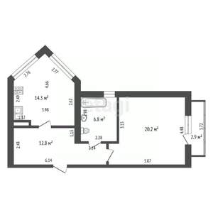 1-к квартира, вторичка, 54м2, 13/14 этаж