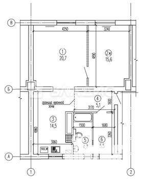 2-к квартира, вторичка, 64м2, 2/3 этаж