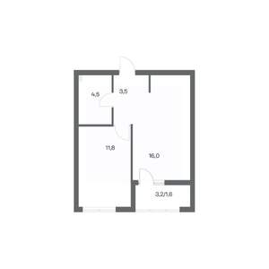 1-к квартира, строящийся дом, 37м2, 2/18 этаж