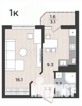 1-к квартира, вторичка, 39м2, 8/9 этаж