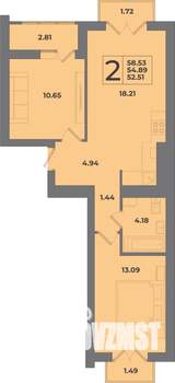 2-к квартира, вторичка, 59м2, 8/8 этаж