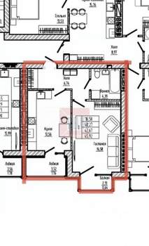 1-к квартира, вторичка, 46м2, 9/9 этаж