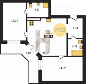 2-к квартира, вторичка, 63м2, 2/8 этаж