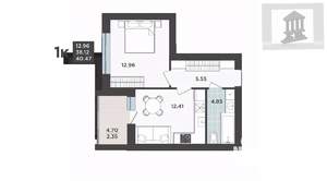 1-к квартира, вторичка, 40м2, 7/9 этаж
