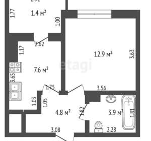 1-к квартира, вторичка, 29м2, 12/16 этаж