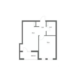 1-к квартира, строящийся дом, 40м2, 2/18 этаж