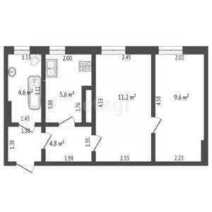 2-к квартира, вторичка, 36м2, 3/3 этаж