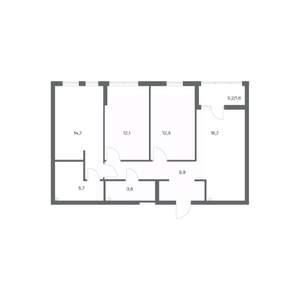 3-к квартира, строящийся дом, 76м2, 2/18 этаж