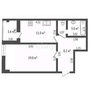 1-к квартира, вторичка, 43м2, 1/9 этаж