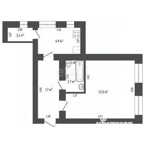 1-к квартира, вторичка, 41м2, 2/3 этаж