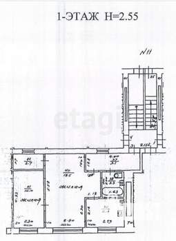 2-к квартира, вторичка, 46м2, 1/3 этаж