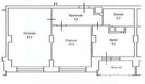 2-к квартира, вторичка, 52м2, 3/9 этаж
