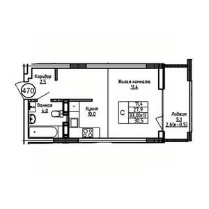 Студия квартира, вторичка, 31м2, 8/9 этаж