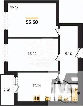 2-к квартира, вторичка, 56м2, 2/9 этаж