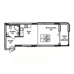 Студия квартира, вторичка, 35м2, 2/9 этаж