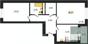 2-к квартира, вторичка, 58м2, 5/9 этаж