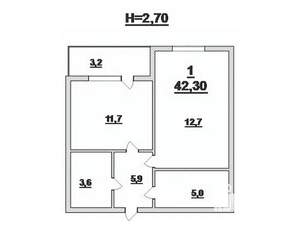 1-к квартира, вторичка, 42м2, 2/9 этаж