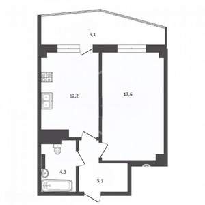 1-к квартира, вторичка, 48м2, 20/25 этаж