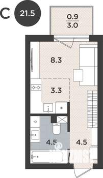 1-к квартира, вторичка, 22м2, 1/9 этаж