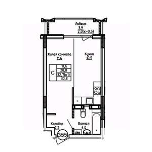 Студия квартира, вторичка, 31м2, 9/9 этаж