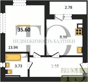 1-к квартира, вторичка, 36м2, 9/10 этаж