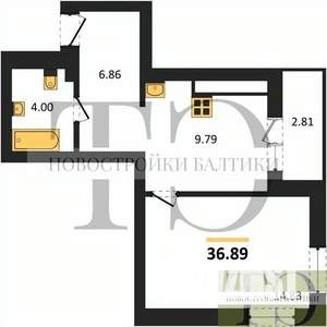 1-к квартира, вторичка, 37м2, 7/9 этаж