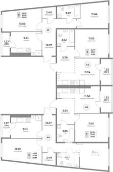 2-к квартира, вторичка, 52м2, 1/10 этаж