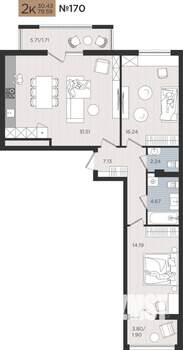 2-к квартира, вторичка, 80м2, 4/10 этаж