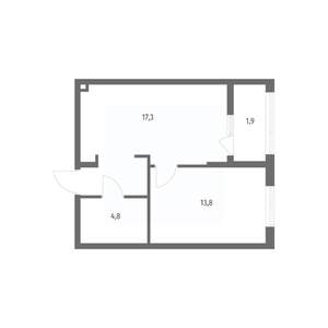 1-к квартира, вторичка, 42м2, 1/8 этаж