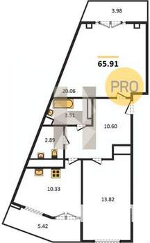 2-к квартира, вторичка, 66м2, 3/9 этаж