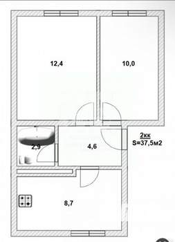 2-к квартира, вторичка, 38м2, 3/4 этаж