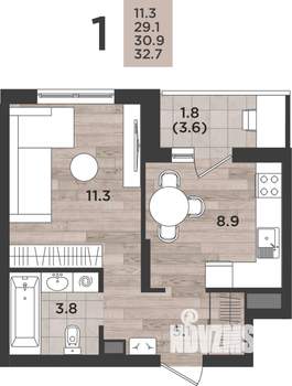 1-к квартира, вторичка, 31м2, 9/12 этаж