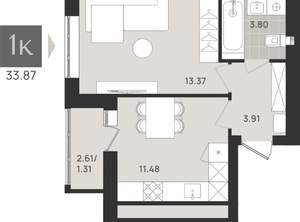 Студия квартира, вторичка, 34м2, 6/9 этаж