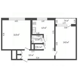 2-к квартира, вторичка, 50м2, 1/10 этаж