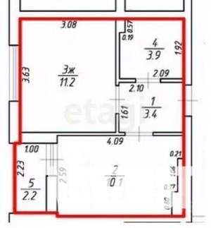1-к квартира, сданный дом, 30м2, 7/9 этаж