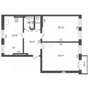 2-к квартира, вторичка, 66м2, 4/4 этаж