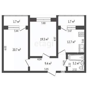 2-к квартира, вторичка, 71м2, 5/7 этаж